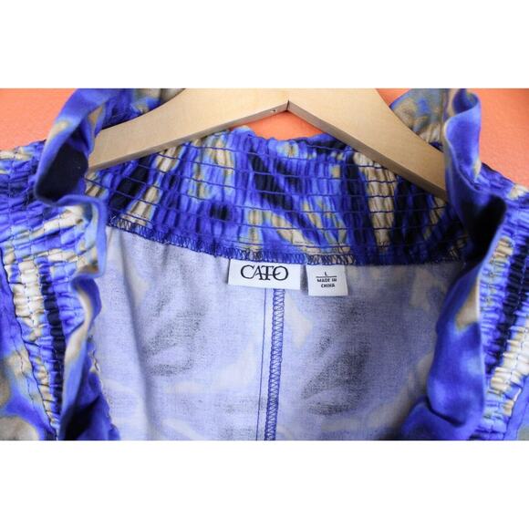 CATO Tie Dye Jacket Women's Large Ruffled Button Front Designer Cotton Blend - Picture 2 of 7